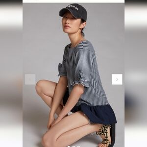 Maeve by ANTHROPOLOGIE top, X-large, Navy & white